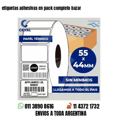 etiquetas adhesivas en pack completo bazar