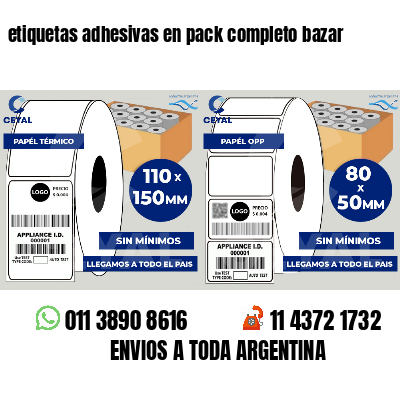 etiquetas adhesivas en pack completo bazar