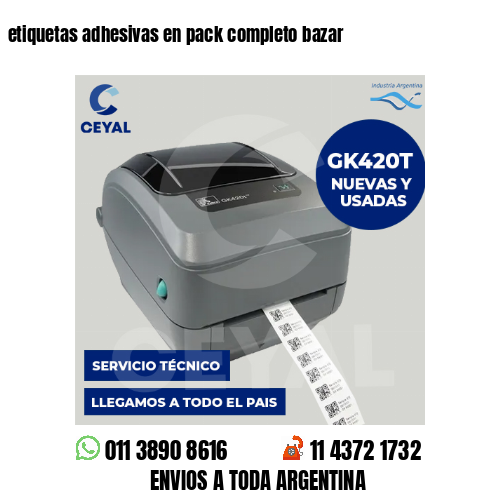 etiquetas adhesivas en pack completo bazar