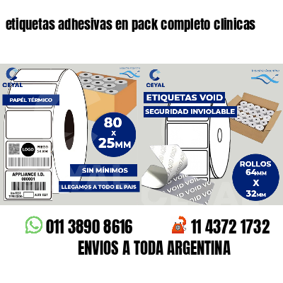 etiquetas adhesivas en pack completo clinicas