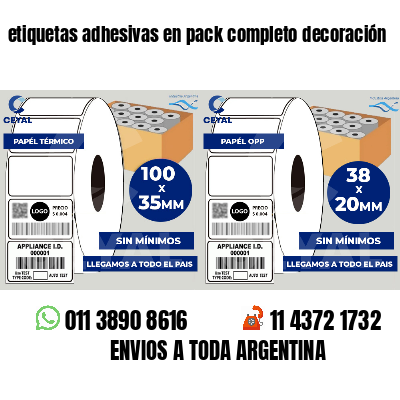 etiquetas adhesivas en pack completo decoración