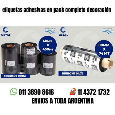 etiquetas adhesivas en pack completo decoración