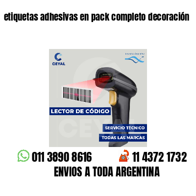 etiquetas adhesivas en pack completo decoración