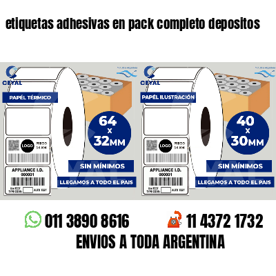 etiquetas adhesivas en pack completo depositos
