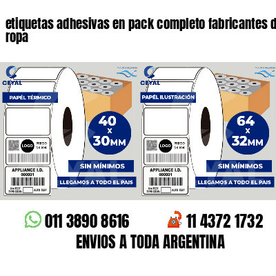 etiquetas adhesivas en pack completo fabricantes de ropa