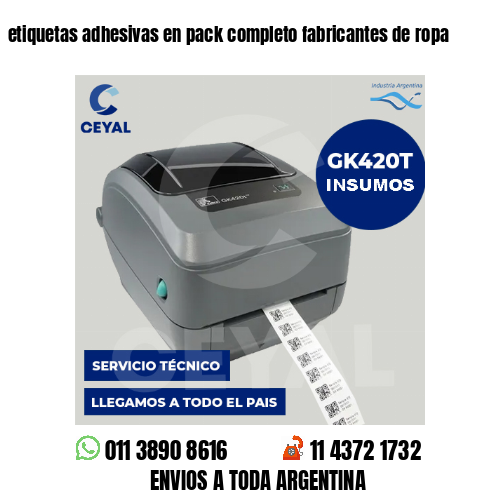 etiquetas adhesivas en pack completo fabricantes de ropa