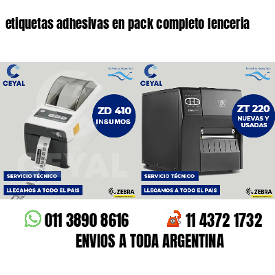etiquetas adhesivas en pack completo lenceria