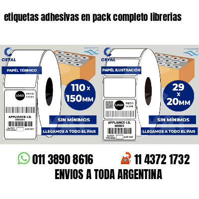 etiquetas adhesivas en pack completo librerias