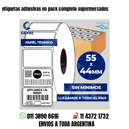 etiquetas adhesivas en pack completo supermercados