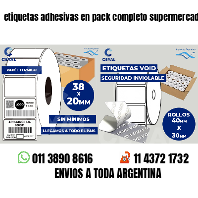 etiquetas adhesivas en pack completo supermercados