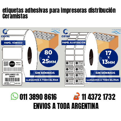 etiquetas adhesivas para impresoras distribución Ceramistas