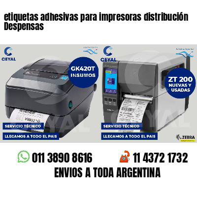 etiquetas adhesivas para impresoras distribución Despensas