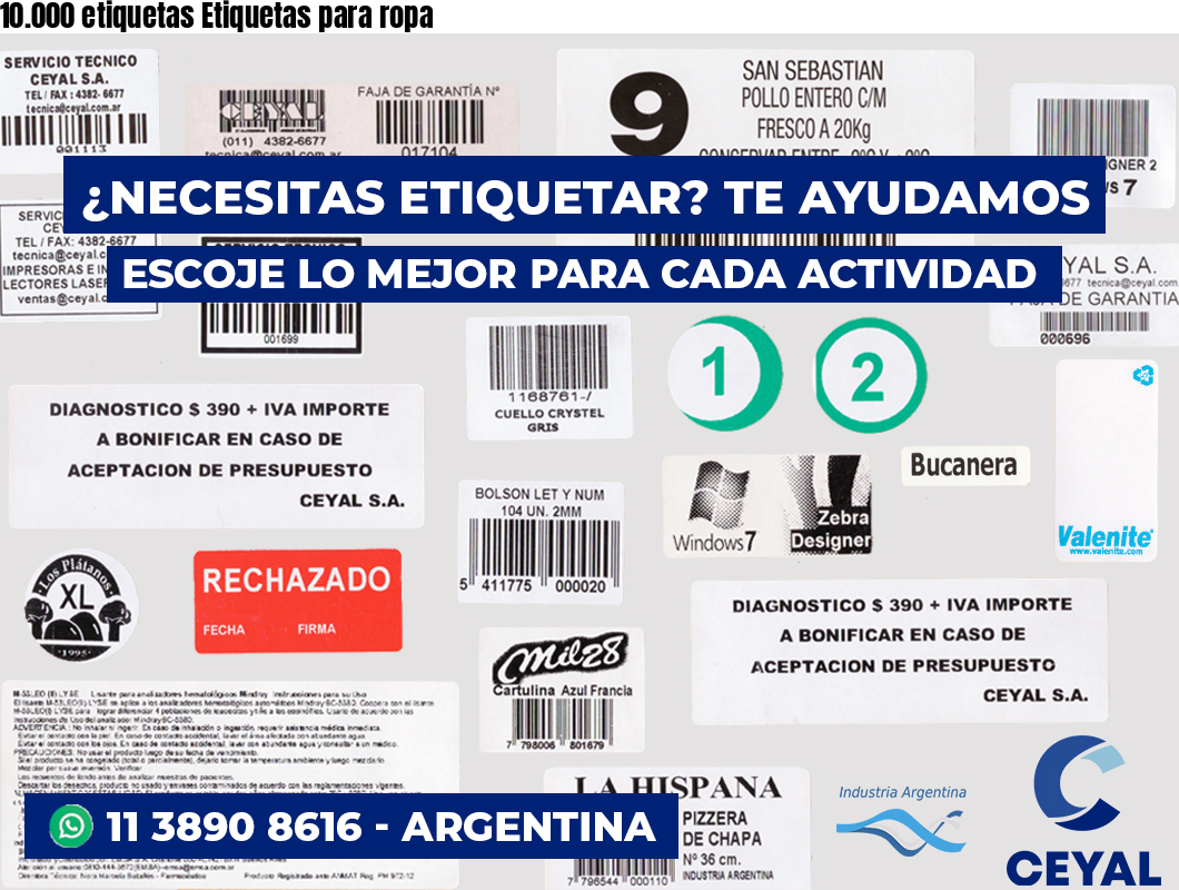 10.000 etiquetas Etiquetas para ropa