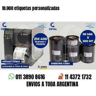 10.000 etiquetas personalizadas