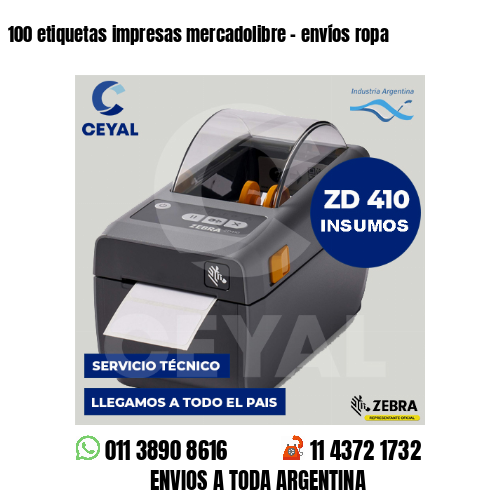 100 etiquetas impresas mercadolibre - envíos ropa