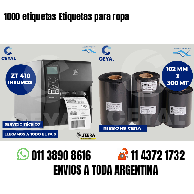 1000 etiquetas Etiquetas para ropa