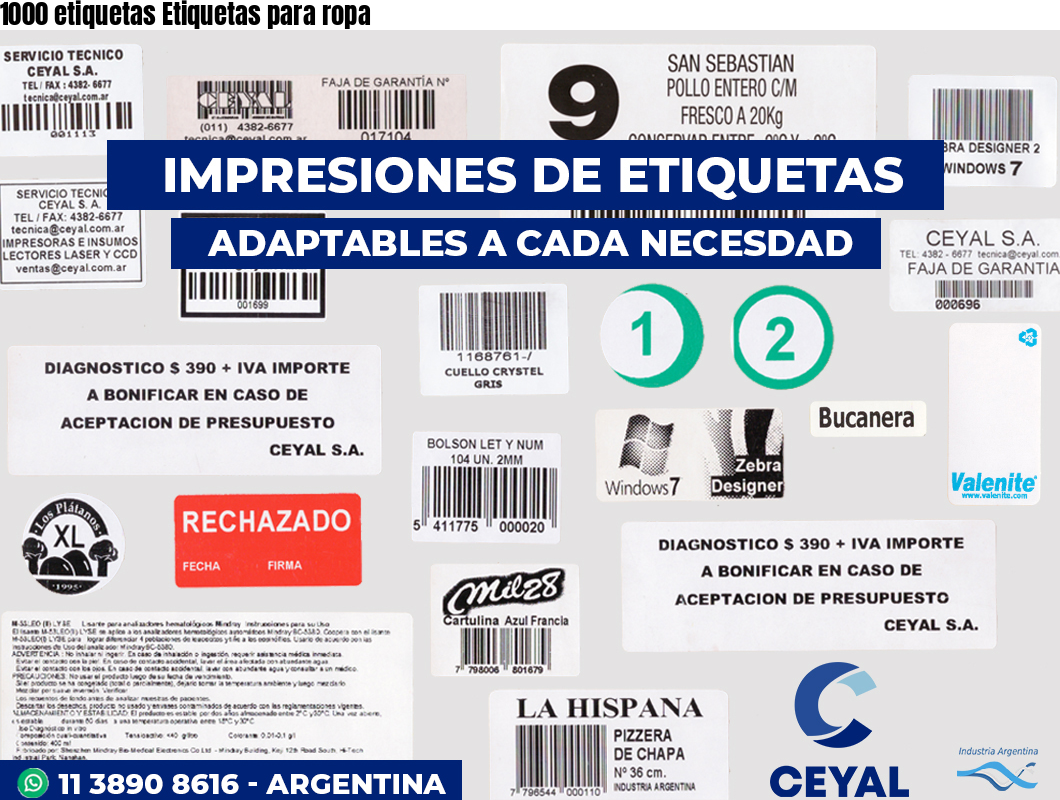 1000 etiquetas Etiquetas para ropa