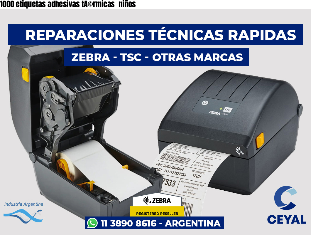 1000 etiquetas adhesivas tÃ©rmicas  niños