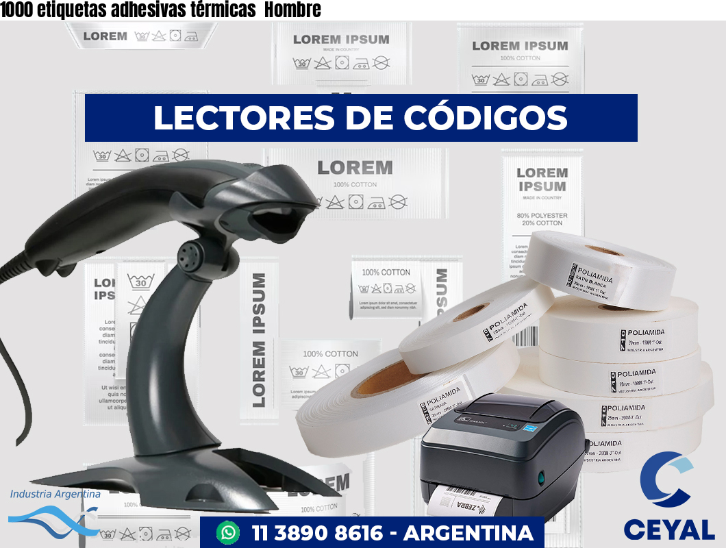 1000 etiquetas adhesivas térmicas Hombre