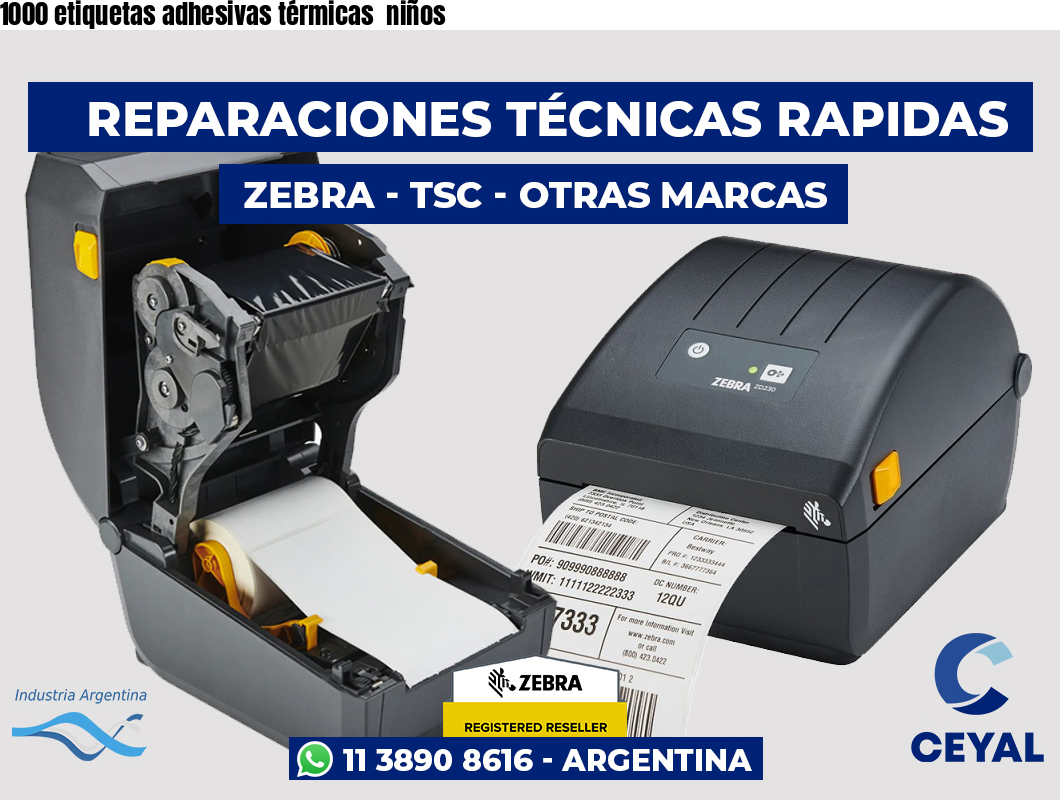 1000 etiquetas adhesivas térmicas niños