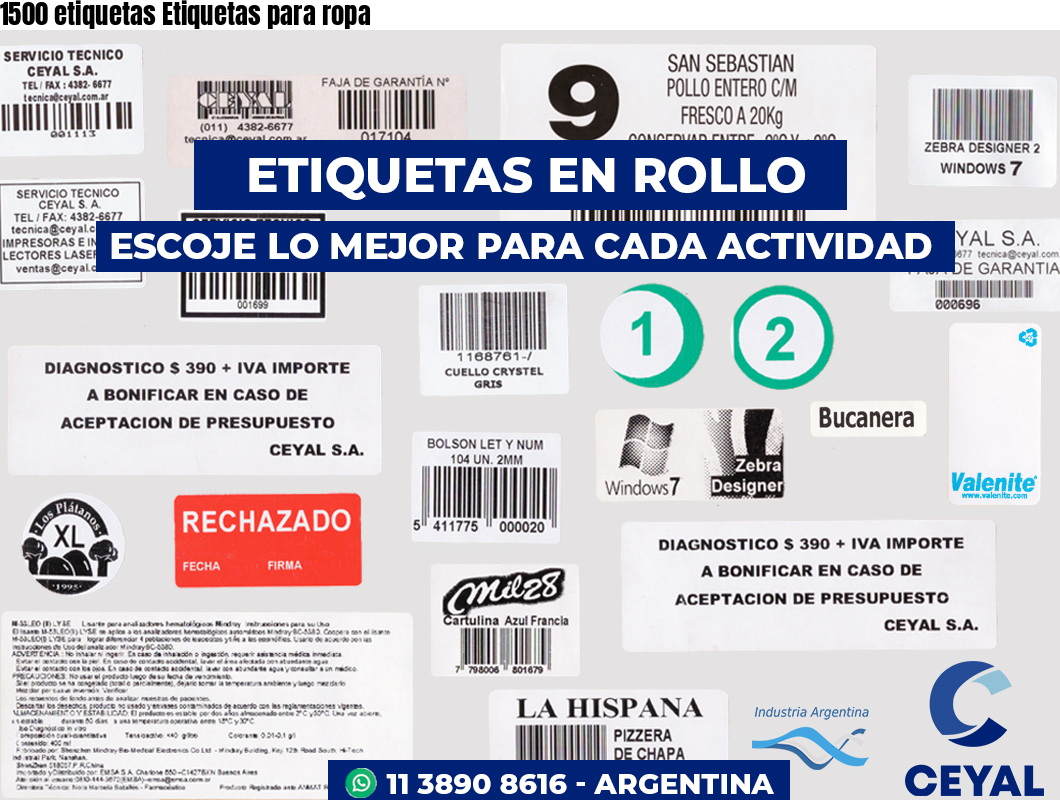 1500 etiquetas Etiquetas para ropa