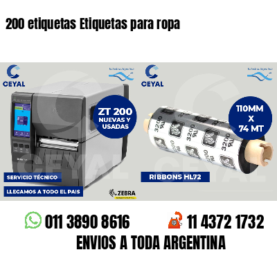 200 etiquetas Etiquetas para ropa