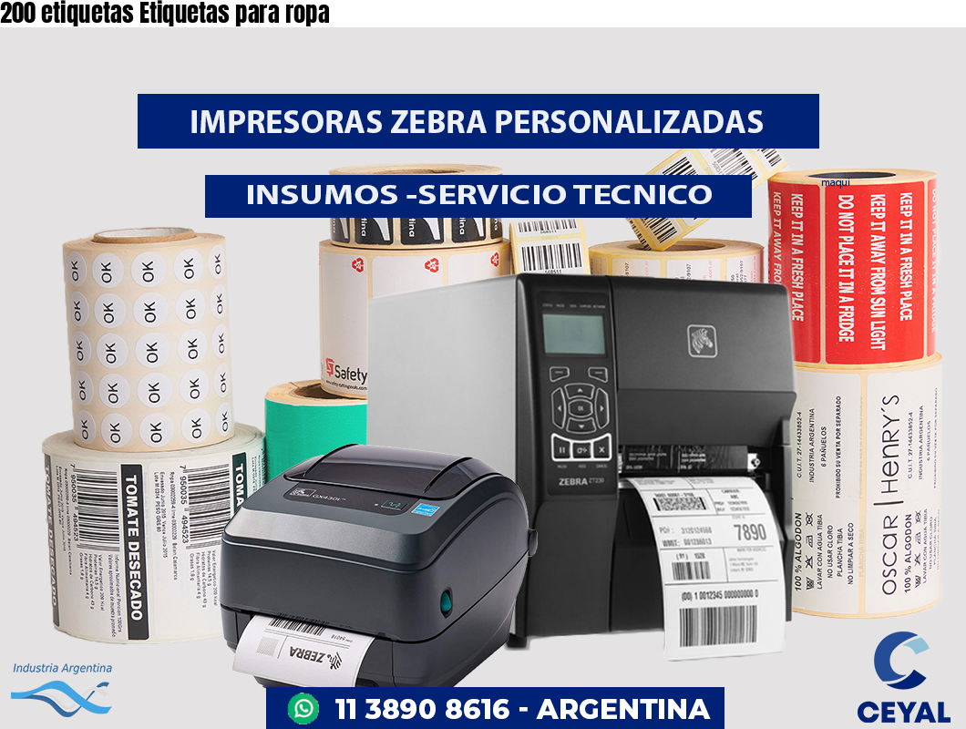 200 etiquetas Etiquetas para ropa