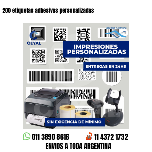 200 etiquetas adhesivas personalizadas