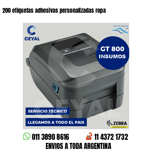 200 etiquetas adhesivas personalizadas ropa