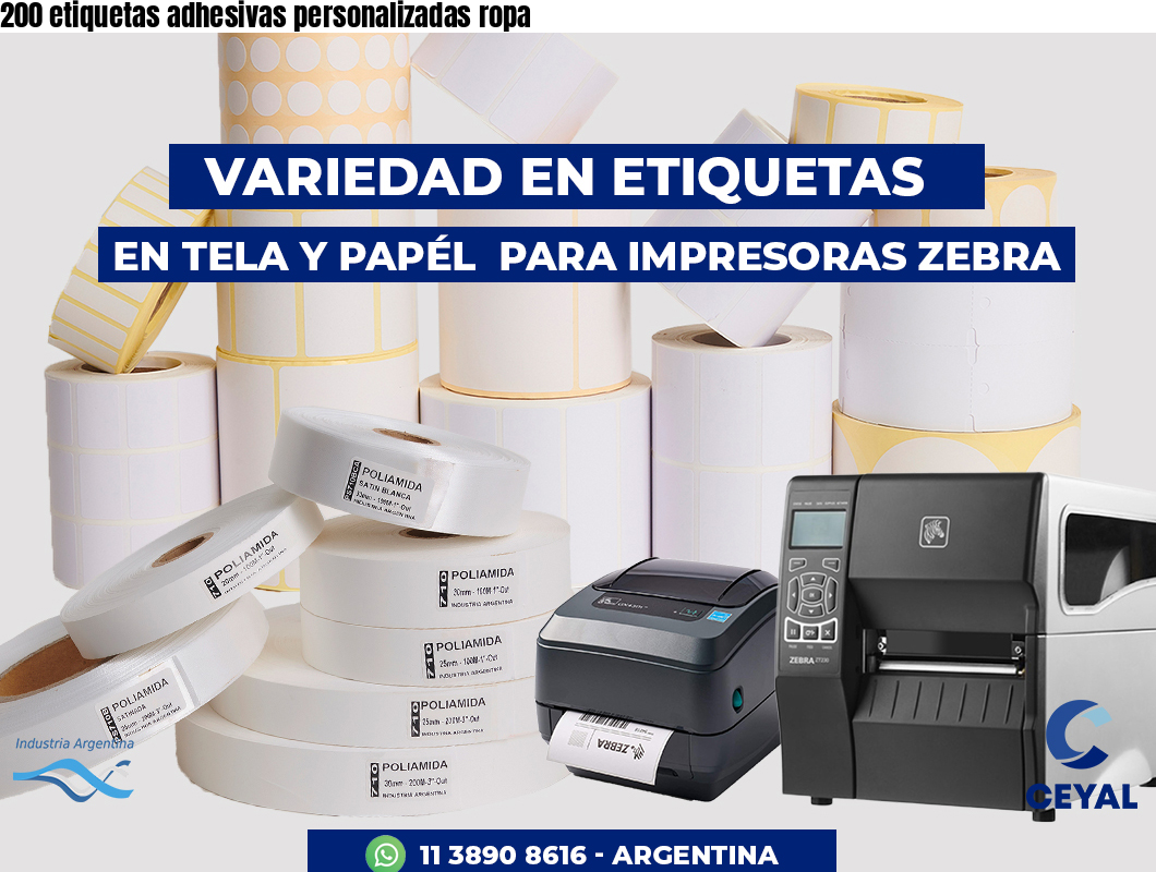 200 etiquetas adhesivas personalizadas ropa