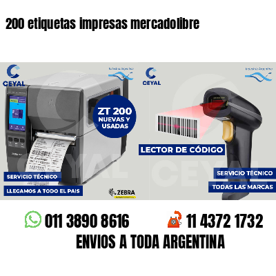 200 etiquetas impresas mercadolibre