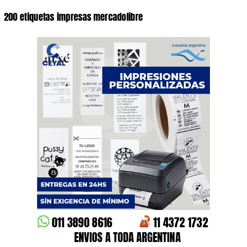 200 etiquetas impresas mercadolibre