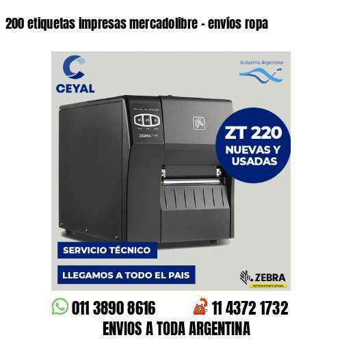200 etiquetas impresas mercadolibre - envíos ropa