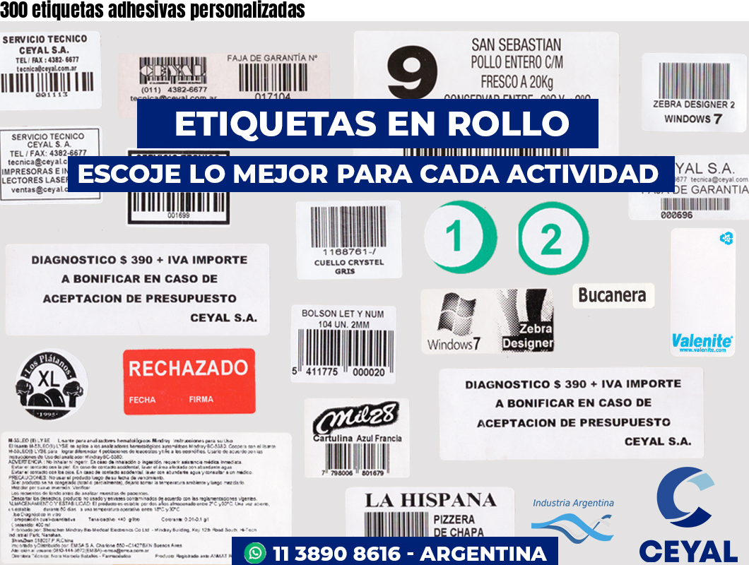300 etiquetas adhesivas personalizadas