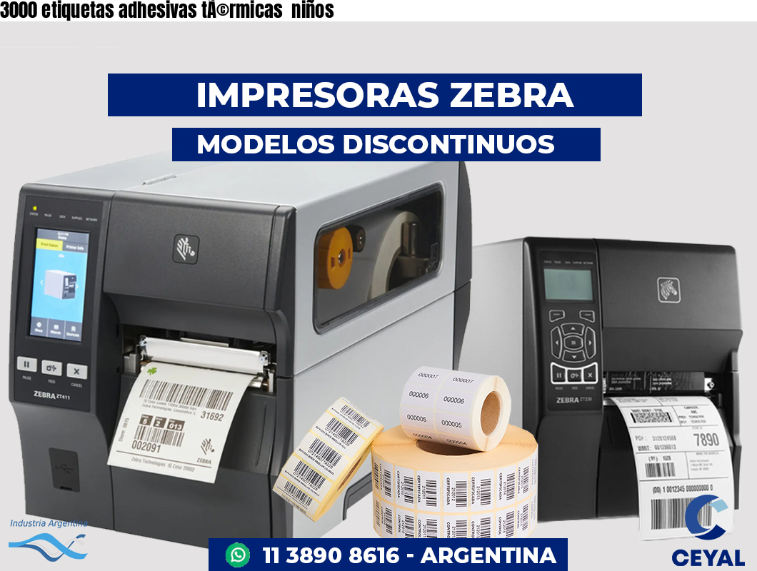 3000 etiquetas adhesivas térmicas niños