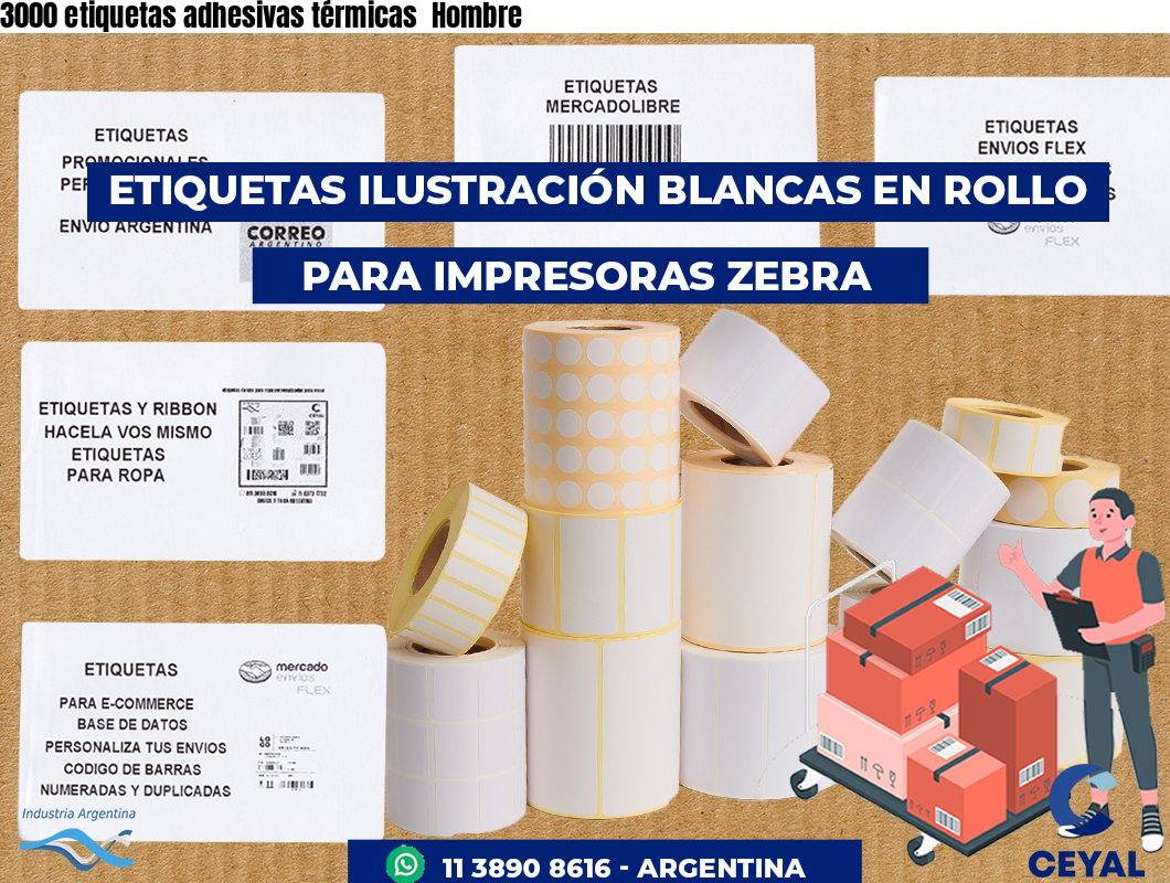3000 etiquetas adhesivas térmicas  Hombre
