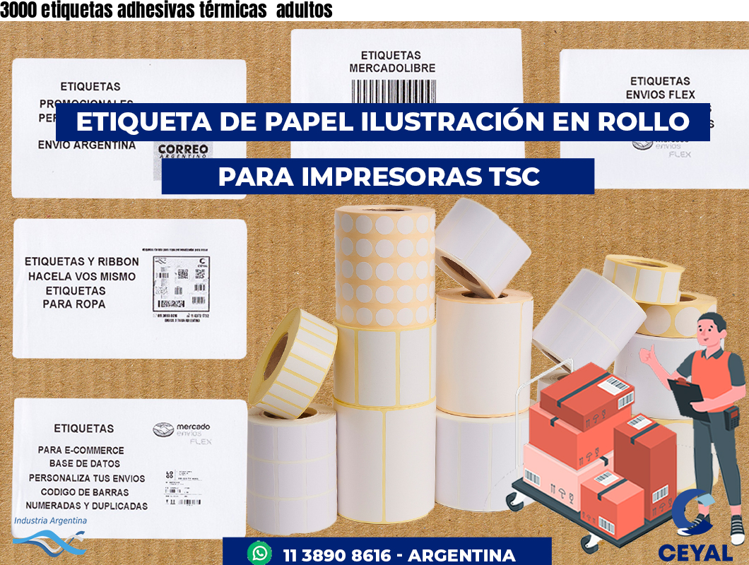 3000 etiquetas adhesivas térmicas  adultos