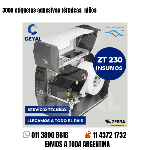 3000 etiquetas adhesivas térmicas niños