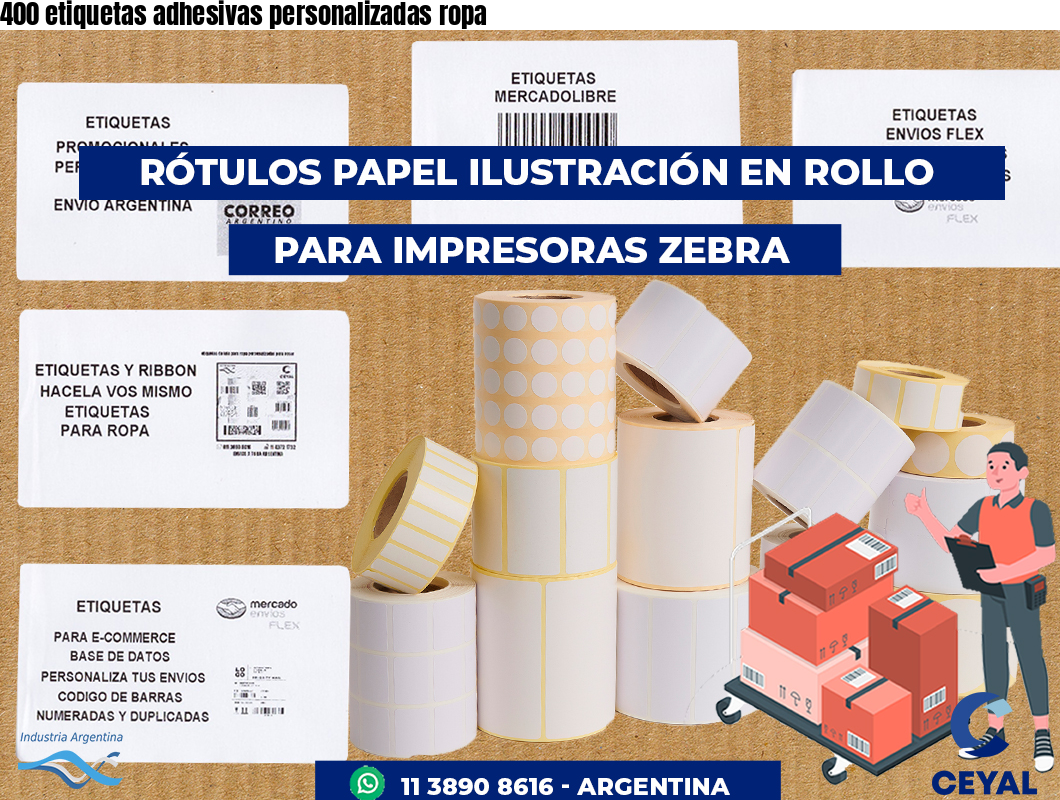 400 etiquetas adhesivas personalizadas ropa