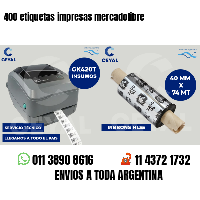 400 etiquetas impresas mercadolibre