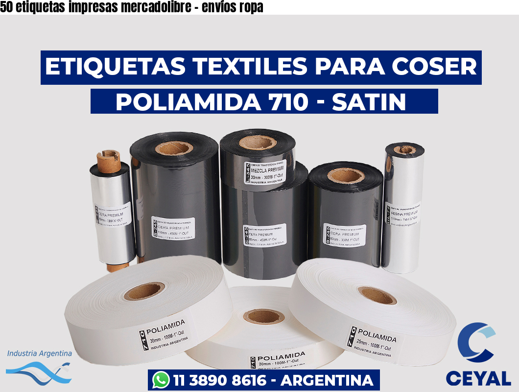 50 etiquetas impresas mercadolibre – envíos ropa