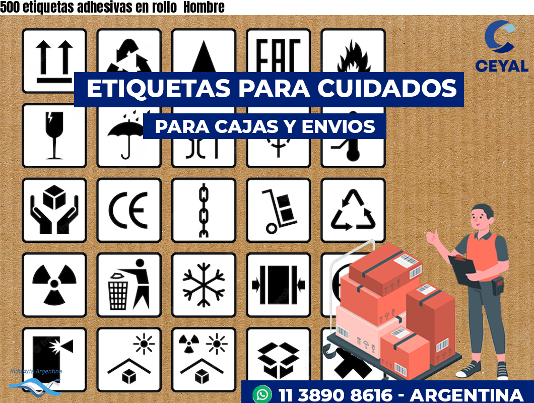 500 etiquetas adhesivas en rollo  Hombre