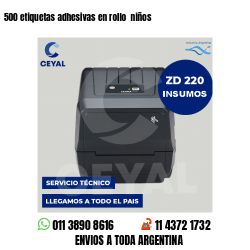 500 etiquetas adhesivas en rollo niños