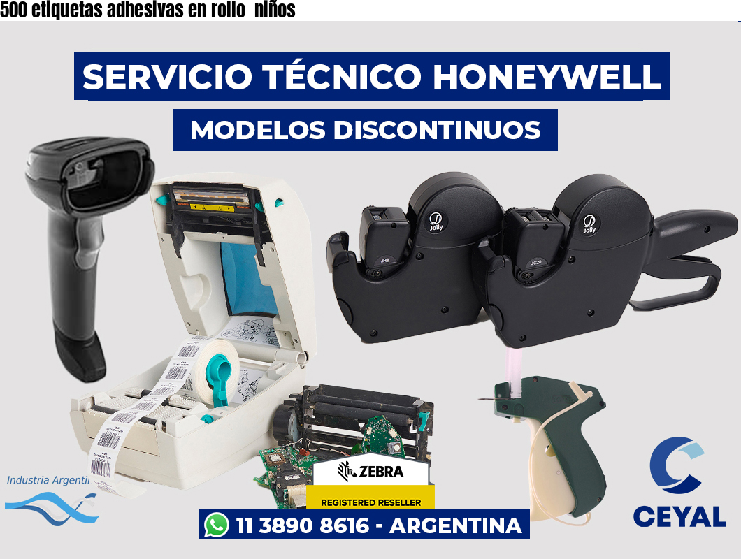 500 etiquetas adhesivas en rollo niños