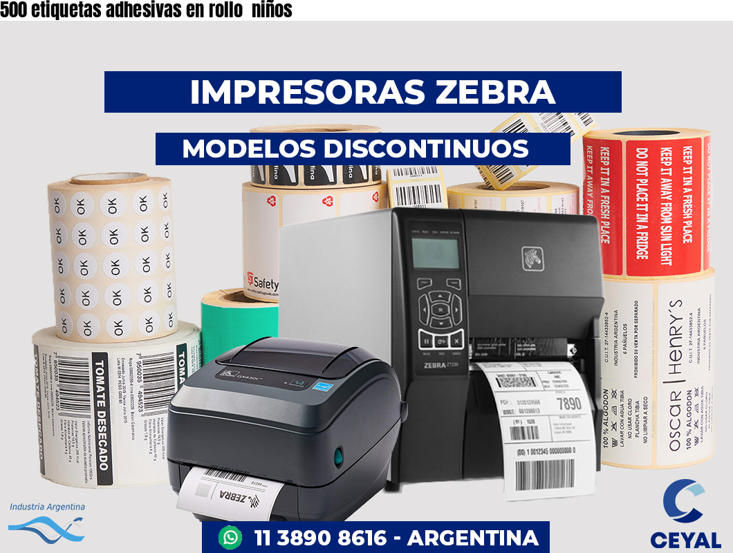 500 etiquetas adhesivas en rollo  niños