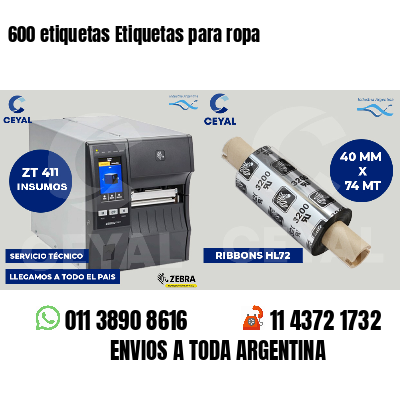 600 etiquetas Etiquetas para ropa