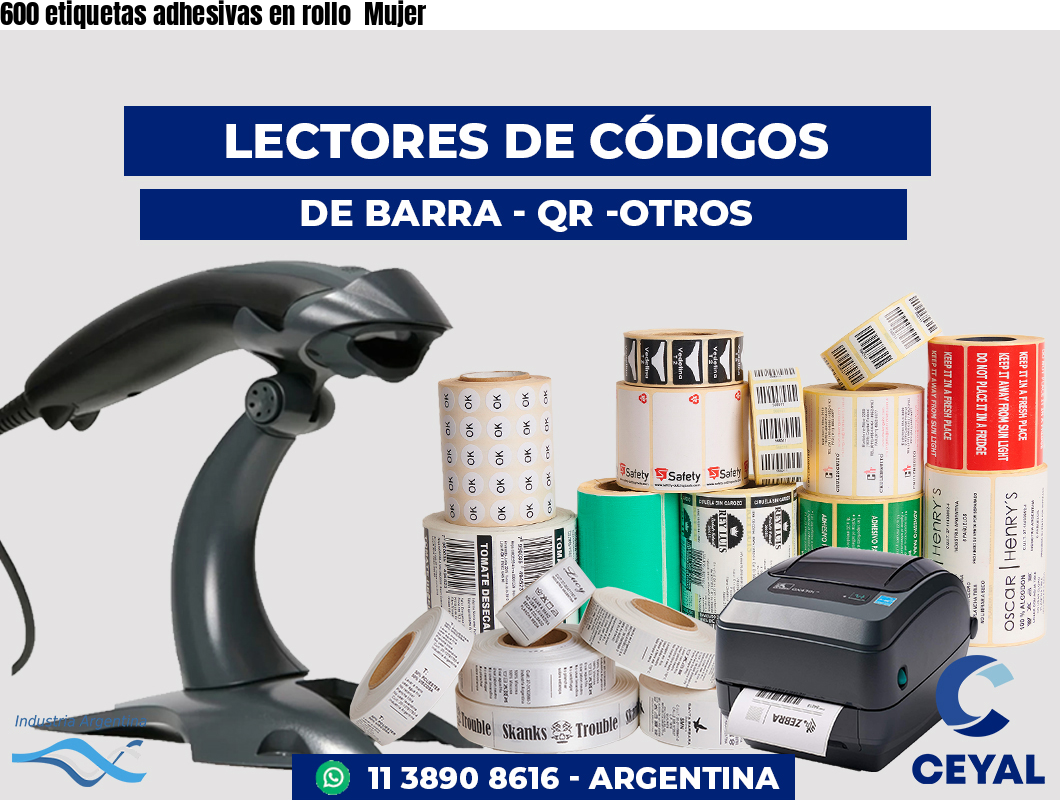 600 etiquetas adhesivas en rollo Mujer