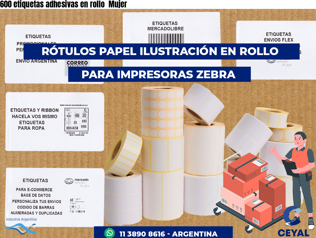 600 etiquetas adhesivas en rollo  Mujer