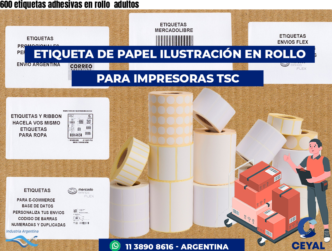 600 etiquetas adhesivas en rollo  adultos