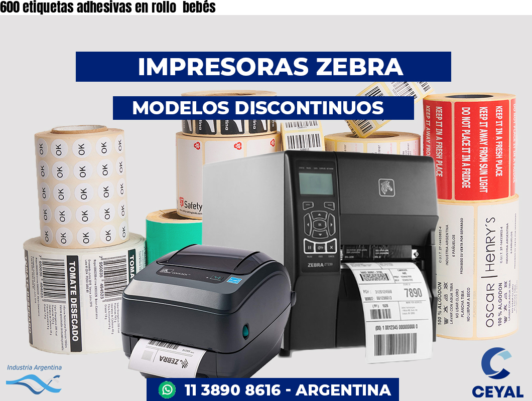 600 etiquetas adhesivas en rollo bebés